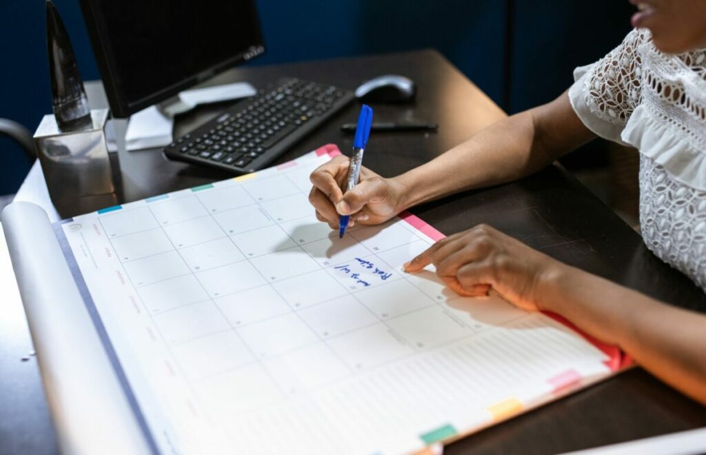 Planification dans un agenda papier