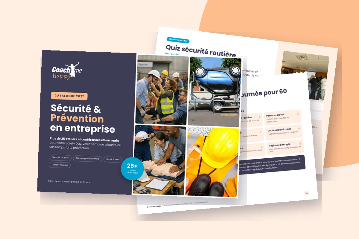 Catalogue Sécurité & Prévention 2027 Coach Me Happy : plus de 25 ateliers pour votre Safety Day