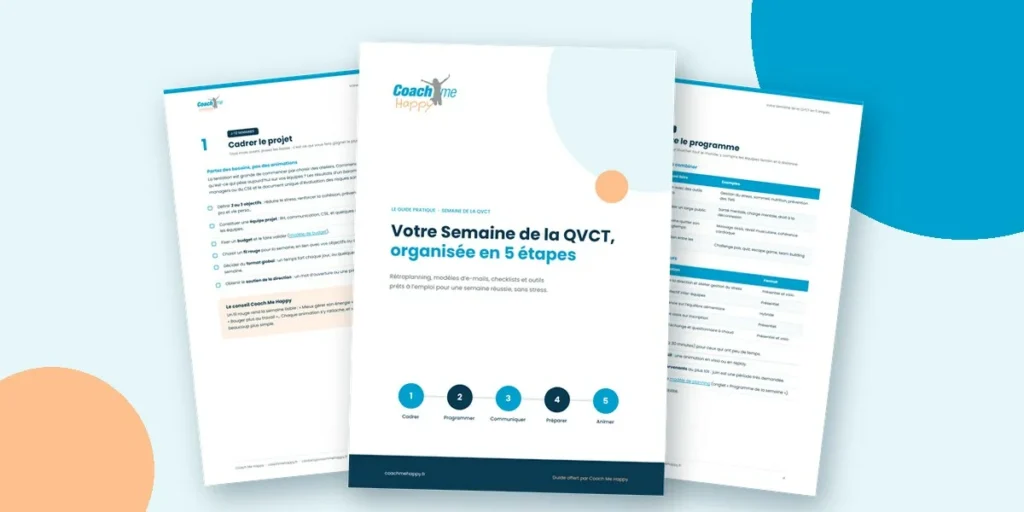 Aperçu de l’eBook Semaine de la QVCT en 5 étapes de Coach Me Happy